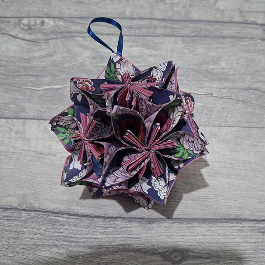 Blue Origami Flower Ball