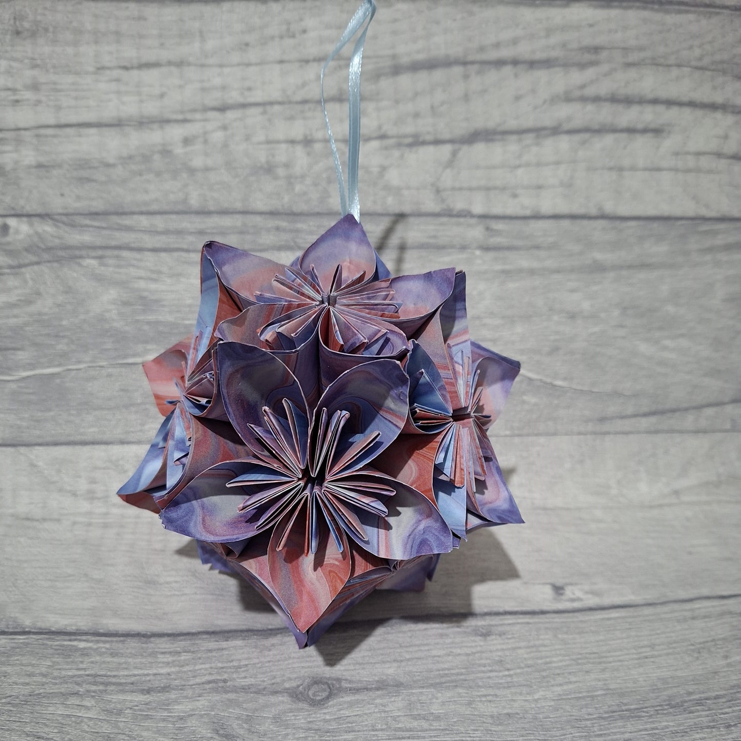 Blue/pink Marble Origami Flower Ball
