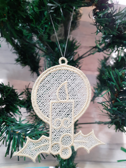 Candle - Embroidered tree decoration